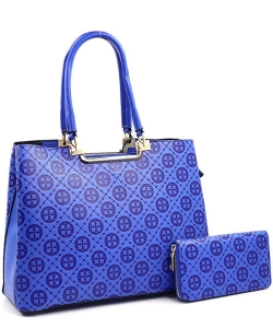 2in1 Fashion Faux Leather Geometric Handbag BCH-9132W BLUE